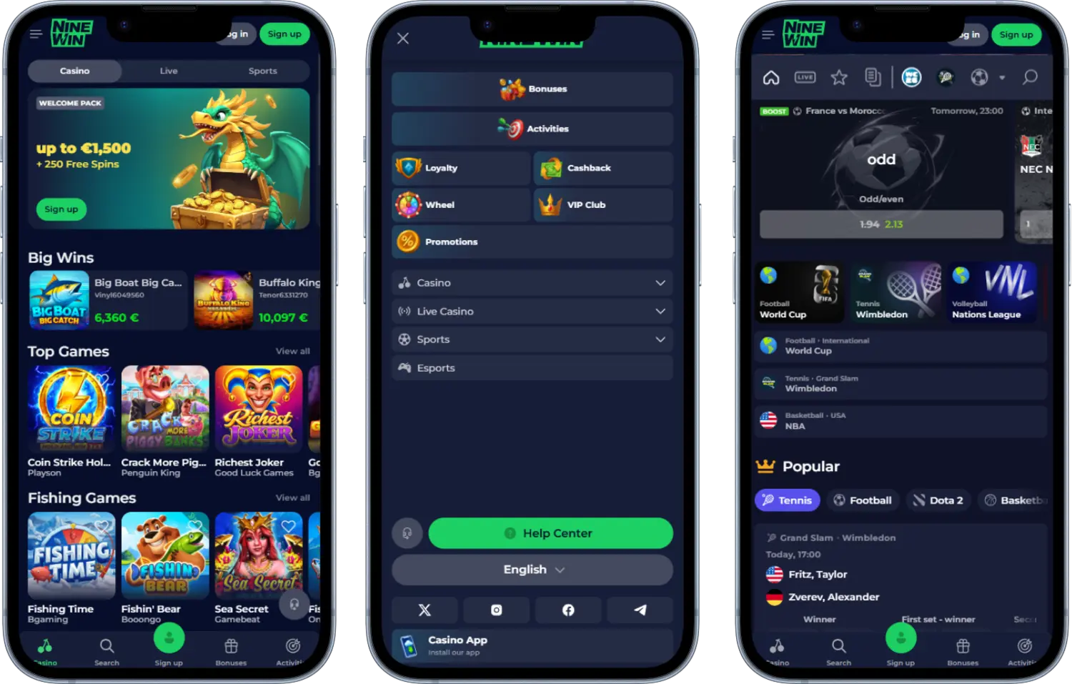 Ninewin Casino Mobile Version