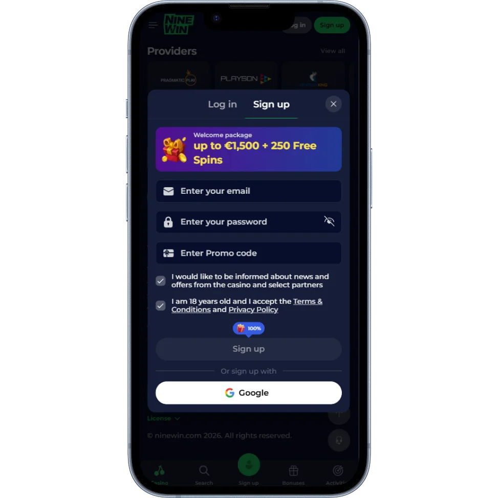 Ninewin Casino Registration